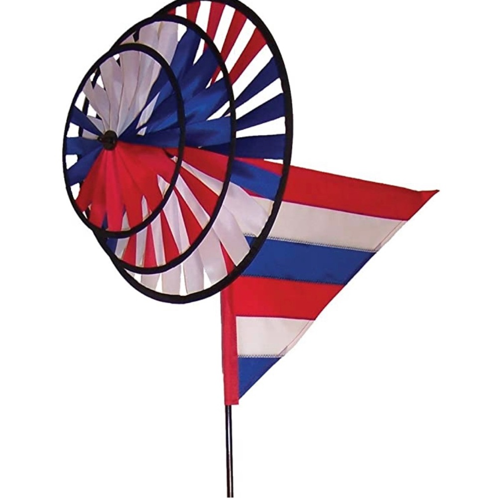 Garden Decor Triple Wheels Patriot Spinner with Wind Sail - In the Breeze